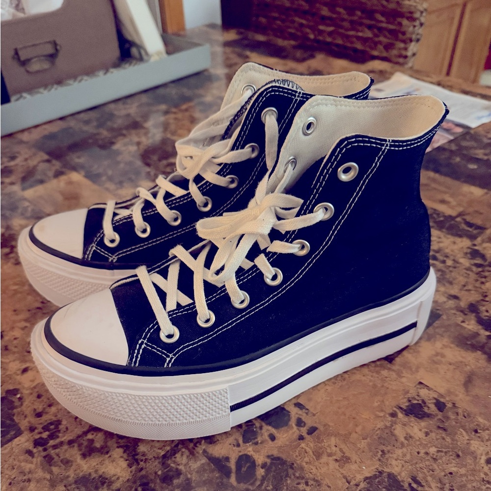 Converse Black and White Platform Sneakers